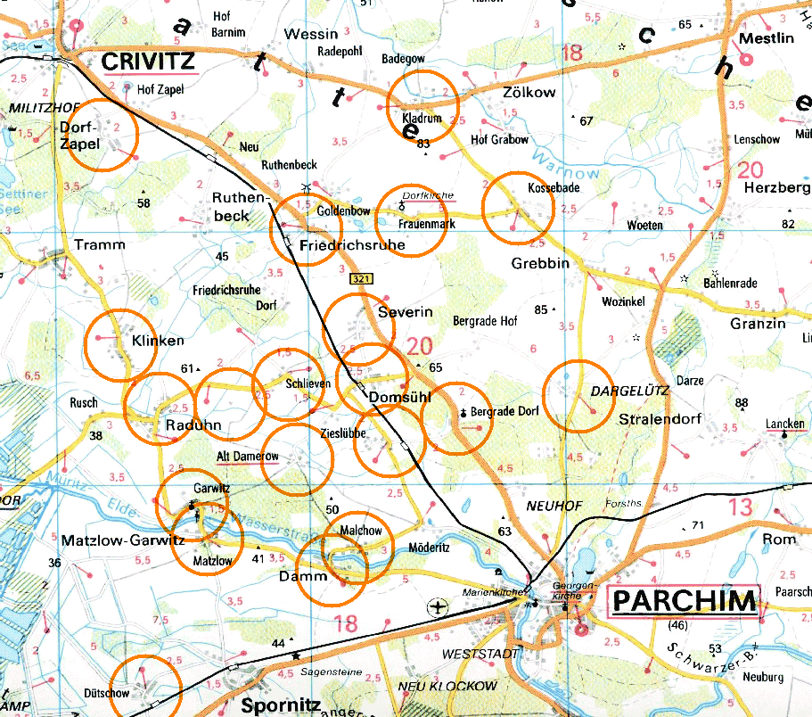 Map of East-Central Portion of Kreis Parchim